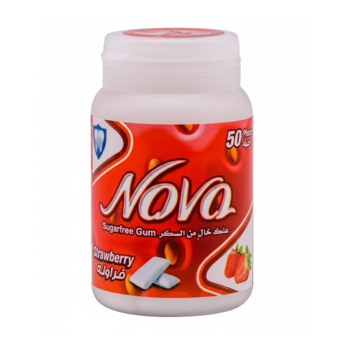 علك فراولة خلي من السكر نوفا 70جم